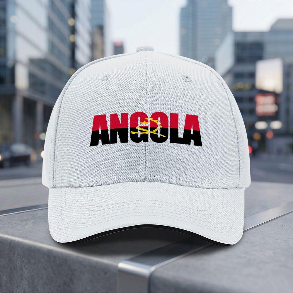 Adjustable Angola Flag Baseball Cap with Angolan Text Word Art Lightweight Breathable for All Seasons Angola Pride