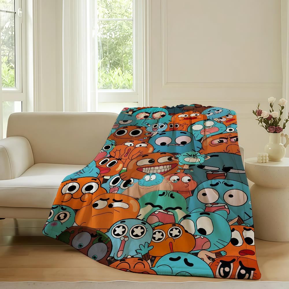 Мультяшное одеяло The Amazing World of Gumball для дивана, офиса, кровати, самолета, путешествий, сна, чтения, отдыха, кемпинга. Мягкое и теплое