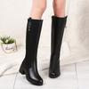 Winter Women Boots 2025 Korean Women's Knee Boots Waterproof High Heel Boots Comfortable Chunky Heel Long Boots