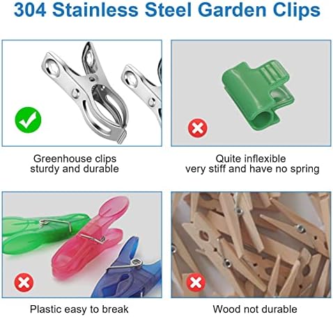 120 Pcs Greenhouse Clips, Garden Clips for Netting, Stainless Steel Greenhouse Clamps, Have a Strong Grip to Hold Down The Shade Cloth or Plant Cover