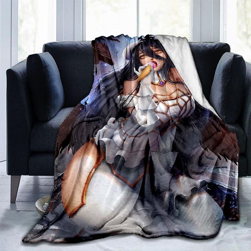 Сексуальное аниме-одеяло для девочек Albedo Pin Up для девочек, красивое фланелевое теплое одеяло для взрослых, покрывало с 3D принтом, мужской диван-пещера, декор для кемпинга