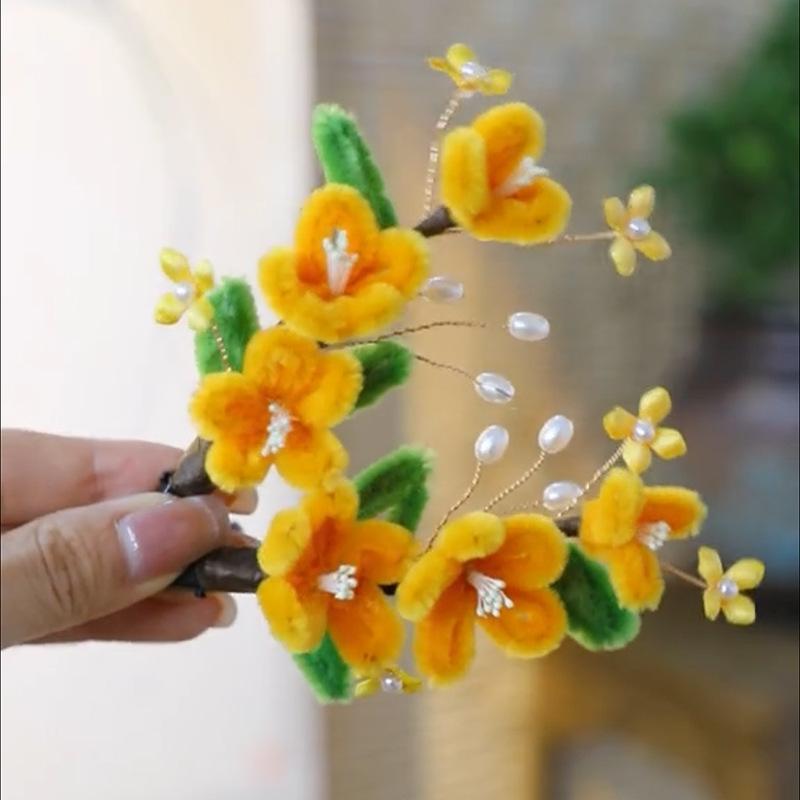 Заколки для волос в виде цветка, вилки, китайские аксессуары для волос ханьфу для женщин, вилка-шпилька ручной работы, винтажные свадебные украшения для волос в стиле ретро, короны для девочек и женщин