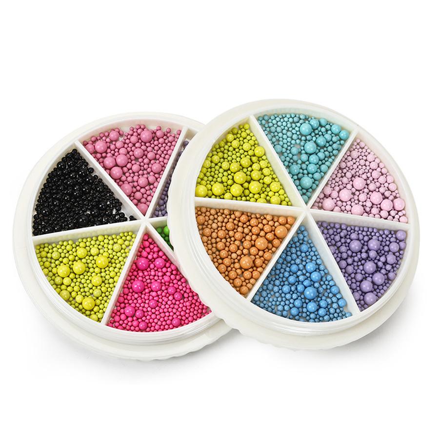 Бусины для дизайна ногтей ярких цветов, бусины из макаронной икры, 3D стальной шарик для украшения дизайна ногтей