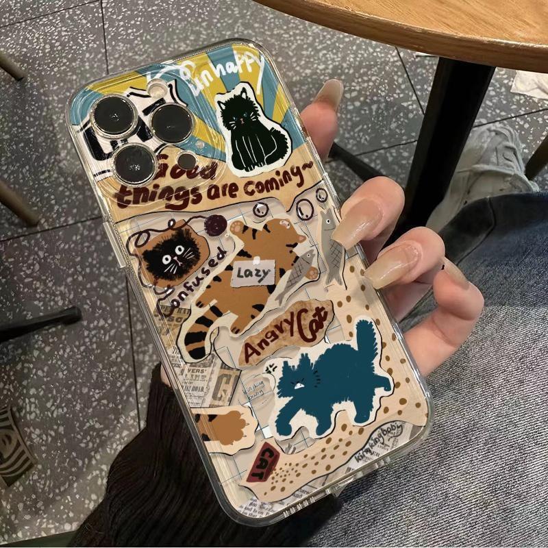 Ленивый котенок подходит для чехла на телефон iPhone 13 iPhone16promax противоударный 15 прозрачный 12 мягкий милый xs новый