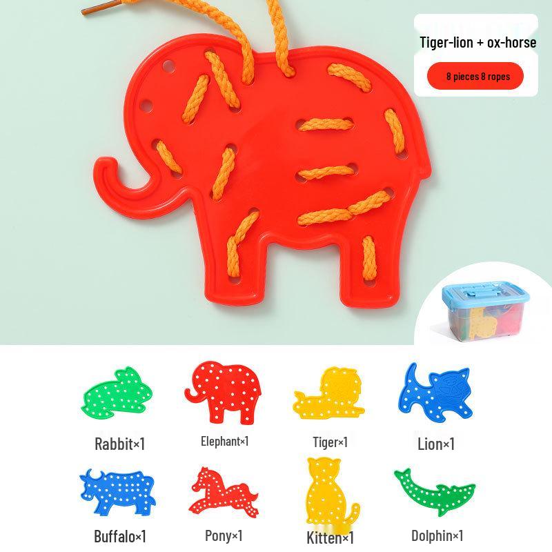 Детские бусины для шнуровки в виде животных, развивающая игрушка для мелкой моторики