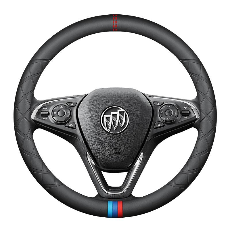Genuine Leather Steering Wheel Cover for Buick: Compatible with Excelle, Regal, Envision, Verano, GL6, GT, and GL8 Models.