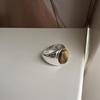 Sterling Silver Korean-Style Tiger Eye Minimalist Ring