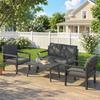 4 Seater Rattan Garden Furniture Set with 2 Armchairs, Loveseat, Coffee Table, Garden Sofa Set with Cushions, Dark Grey