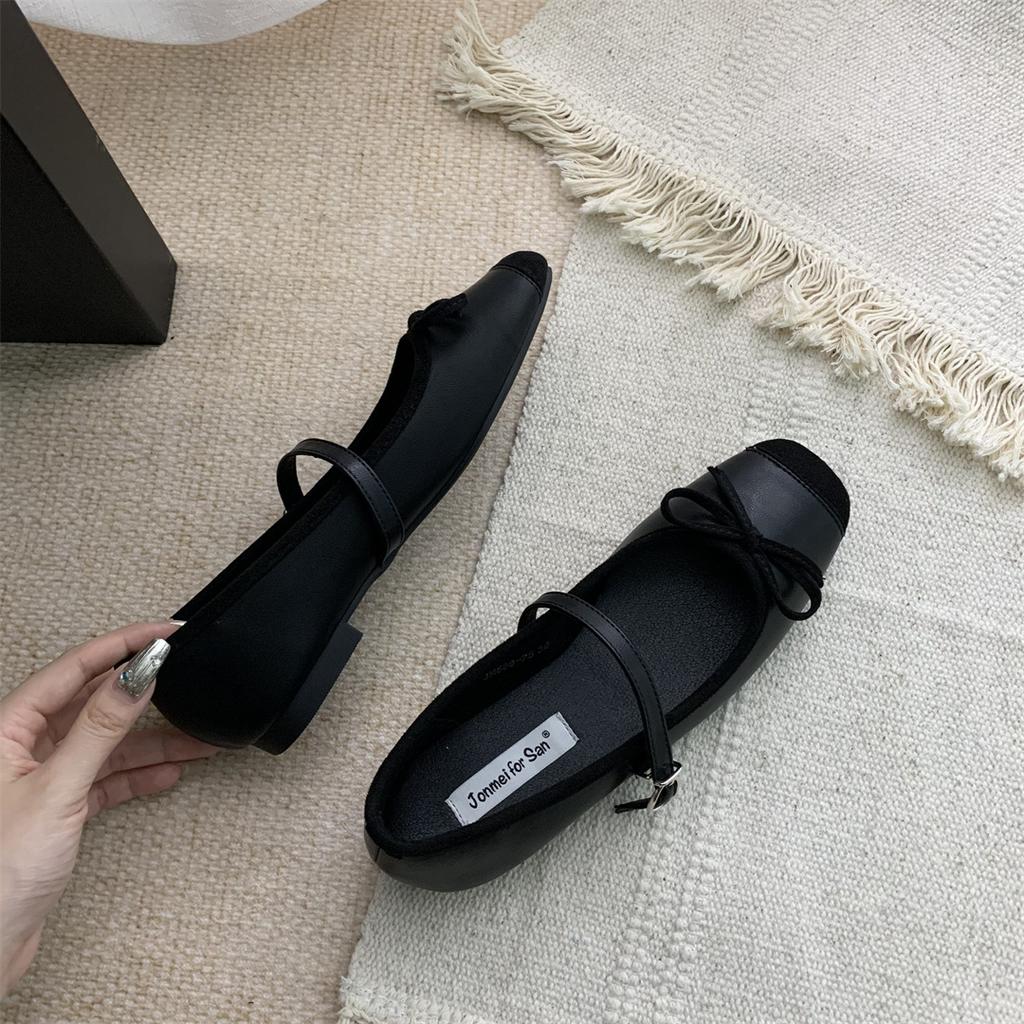 Модные женские балетки Bailamos, модные цветные балетки из мягкой кожи, 2025, квадратный носок, бант, низкий каблук, туфли с мелким вырезом, повседневная обувь Mu