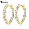 BAMOER Classic New Silver Color Round Circle Luminous Cubic Zirconia Stud Earrings