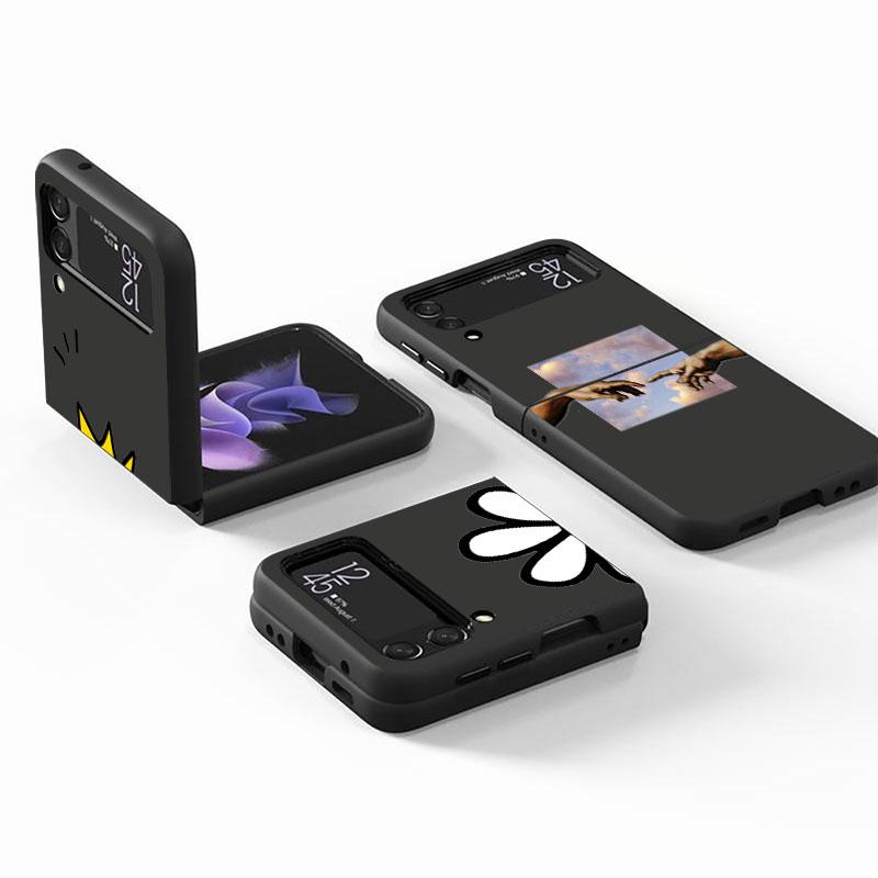 Чехол-сердце с цветами для Samsung Galaxy Z Flip 3 4 5G Черный Жесткий ПК Корпус телефона Z flip4 Роскошный Чехол-ракушка
