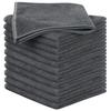 SINLAND Microfiber Cleaning Cloths, Commercial Towels for Kitchen, Cleaning, and Car Washing, Absorbent and Quick-Drying, 12-Count, Gray