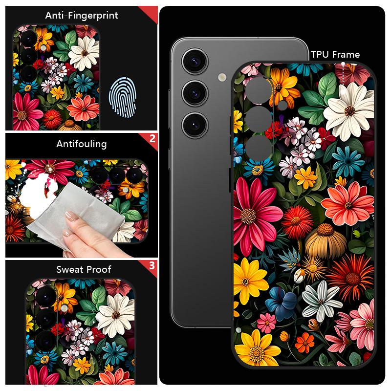 Чехол-ремешок с цветочным узором для Samsung Galaxy A57 A17 A56 A16 A55 A15 A54 A36 S24 S25 Fe S26 s25 S23 S22 Ultra Мягкий чехол