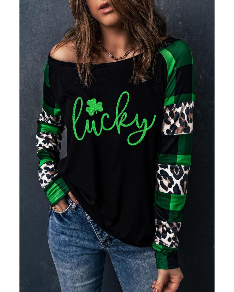 Azura Exchange Топ с леопардовым принтом Lucky Clover и блестками