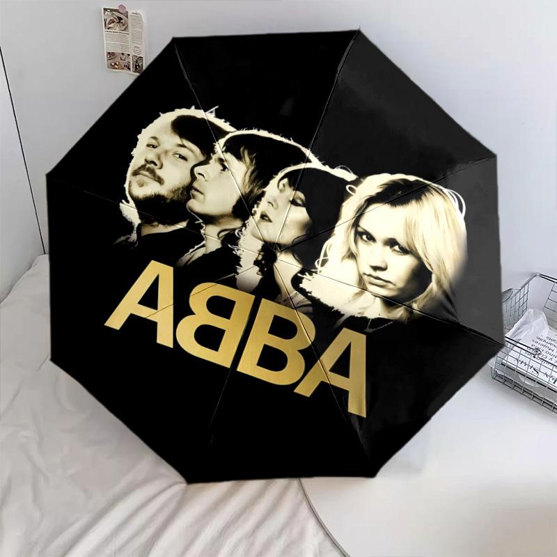 1 PC Automatic Folding Umbrella - Abba Movie Pattern Portable Foldable Design With 8 Ribs Christmas Birthday Gifts