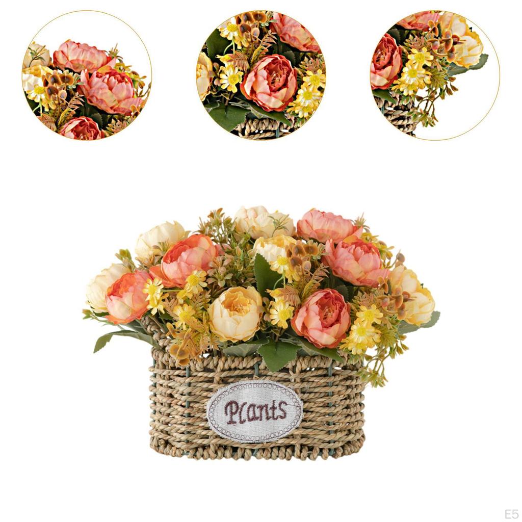 Искусственная цветочная композиция в корзине для украшения дома и мероприятий, центральный элемент для офиса