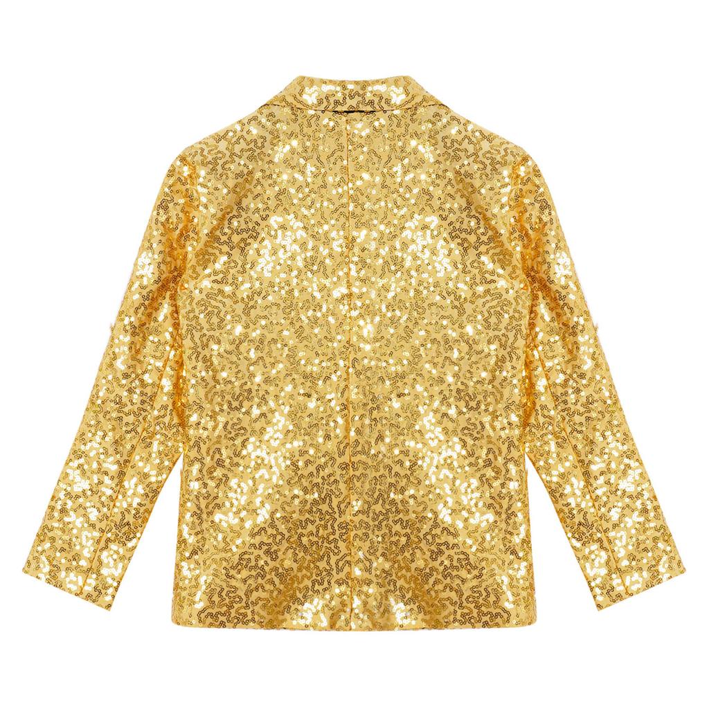 Блейзер для мальчиков с блестящими пайетками и лацканами на одной пуговице, пиджак для свадьбы, выпускного вечера, торжественная куртка для ужина, детское пальто