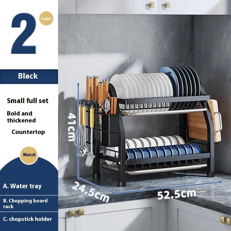 Подставка для посуды, кухонная столешница, 2/3-слойная стойка для хранения посуды, многофункциональная встроенная подставка для посуды, большая вместимость, экономия места