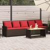 VidaXL Garden Sofa with Cushions 5 Seater Brown Wicker, Outdoor Sofa, Garden Sofa 5 Seater, Sofa 4104119