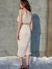 SORRY, TOO MUCH LOVE Lofty Pleats Chiffon Two-Piece Dress_Cream