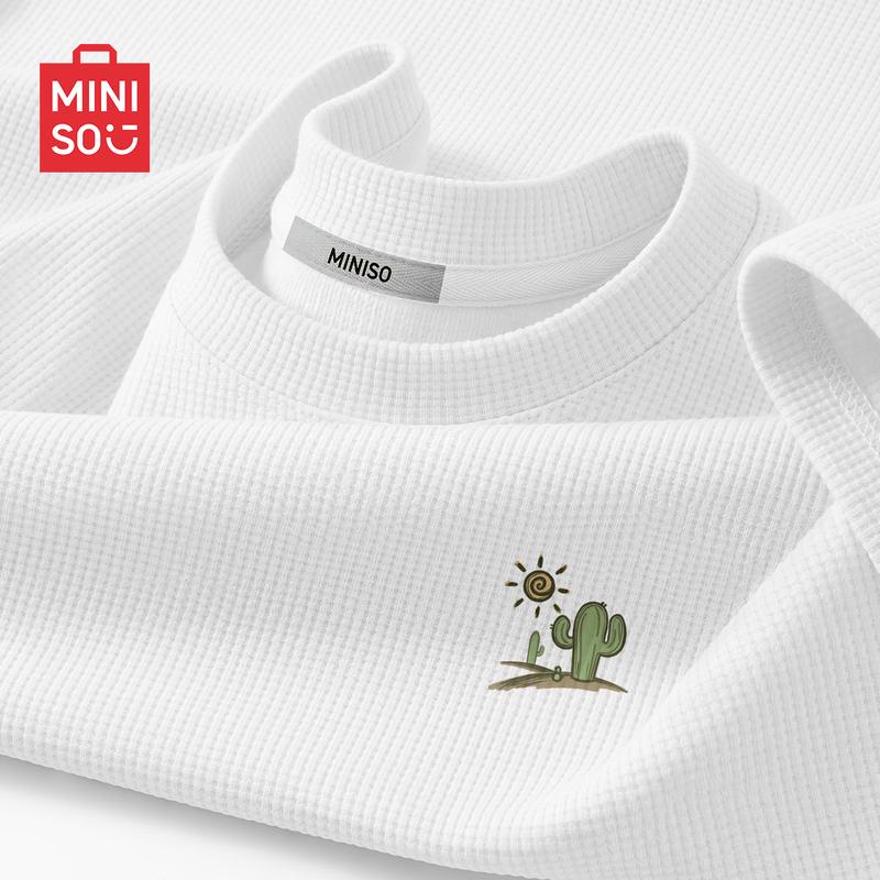 MINISO Мужская вафельная футболка с коротким рукавом