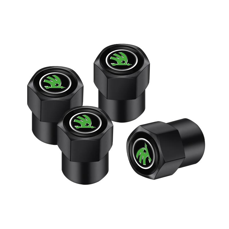 4Pcs Metal Car Wheel Tire Valve Caps Stem Case Covers Accessories For Skoda Kodiaq Octavia Enyaq iV Scala Superb Karoq Vision RS MN7