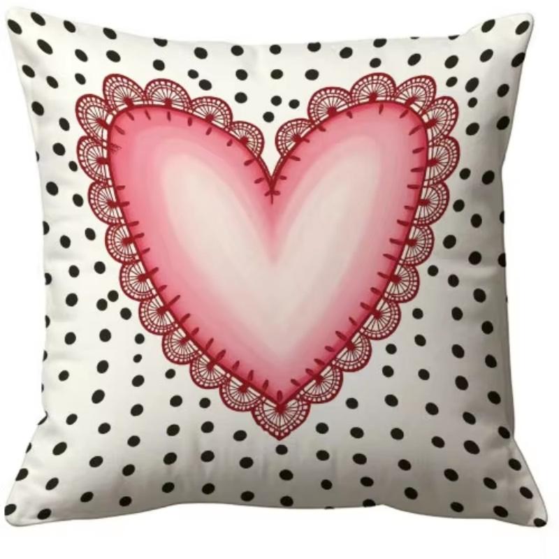Наволочка в горошек с сердцем ко Дню святого Валентина, с принтом, романтический дизайн для декора спальни и гостиной в разных стилях