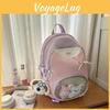 Blocked Backpack Color With Transparent Compartments And Plush Pendant Dog