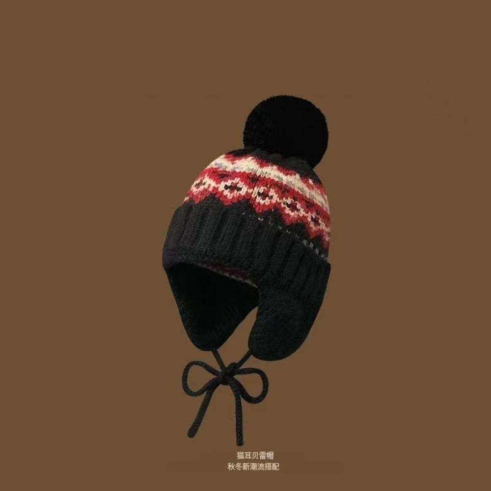 Wool Fair Isle Style Beanies Printed Lei Feng Hat Fashion Jacquard Knitted Hat  Outdoor