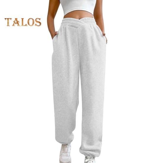 Женские спортивные штаны с высокой талией, свободные спортивные штаны с карманами, кроссоверы, спортивные штаны, удобные брюки для тренировок