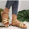 New Large-sized Flat Sandals for Women, Elastic Cross-band Beach Shoes for Women