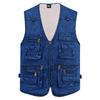 Denim Men's Vest Autumn and Winter Large Size Casual Plus Velvet Waistcoat Warm Vest Vest with Multiple Pockets