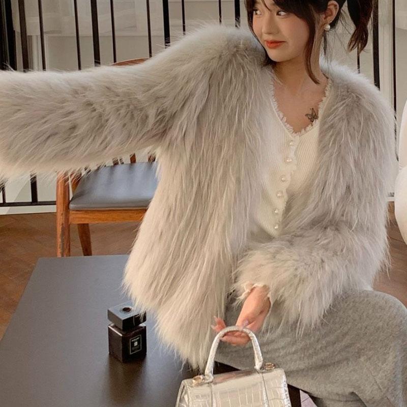 Зимнее плюшевое пальто из искусственного меха, женские свободные короткие меховые куртки, женская уличная одежда, повседневная женская куртка, пальто 2024, осень-зима