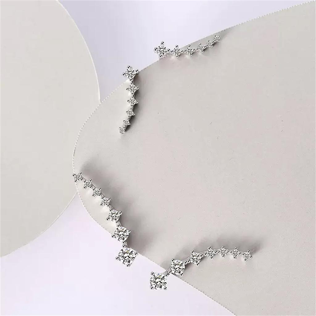 Vewant High Quality Boucles D'oreilles Piercing Rhodium Plated Classic Sparkling Piercing Ear Crawlers Climber Earrings Woman