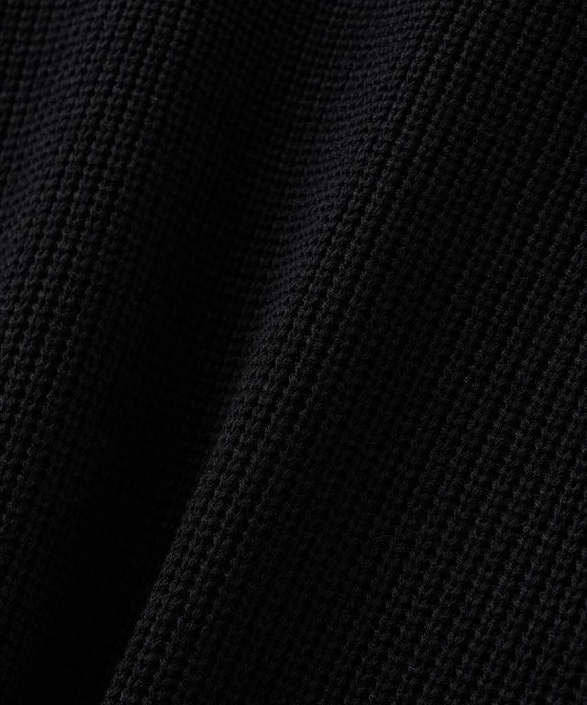 BLOND9 Oversized Rib Knit Hoodie Half Zip_Black