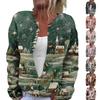 Women's Fashion Printed Long Sleeve Knitted Cardigan Button Down Jacket