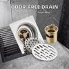 Stainless Steel Square 4 Inch Modern Polished Strainer Bathroom Balcony Sewer Anti-clogging Thickened Floor Drain Faucet Push