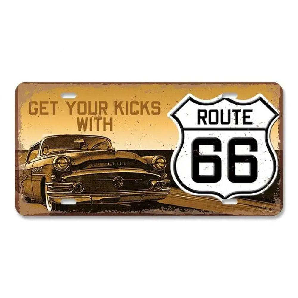Сувенирный номерной знак Route 66, Винтажная металлическая автомобильная табличка 15x30см