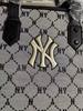 New Korean MLB Full-Logo NY Tote Bag: All-Over Print, Large Capacity, Versatile Shoulder Handbag