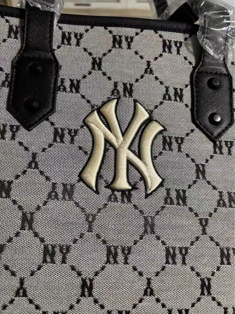 New Korean MLB Full-Logo NY Tote Bag: All-Over Print, Large Capacity, Versatile Shoulder Handbag