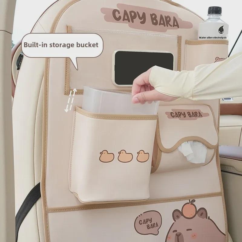Сумка для хранения автомобиля Capybara: Мусорный бак из мультяшной кожи, устойчивый к грязи и ударам