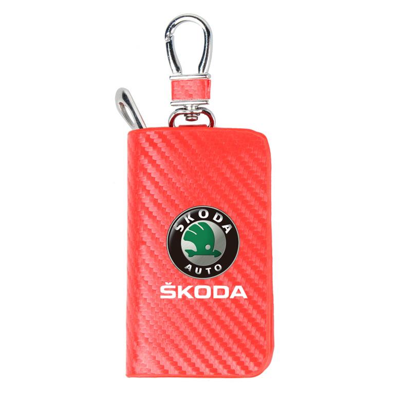 vhnws1 New Carbon Fiber Car Short Wallet Card Bag Change Bag Holder For Skoda octavia 3 2 superb 3 kodiaq Fabia Kamiq Karoq Accessories