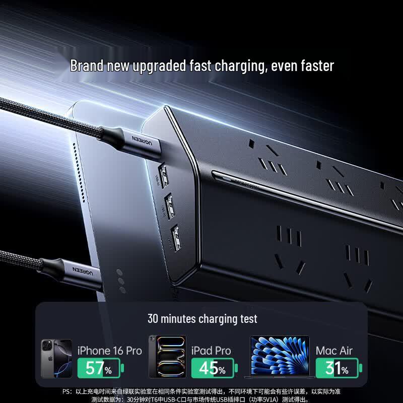 UGREEN T6 GaN 30W Fast Charging Desktop Power Strip CN plug (adapter included)