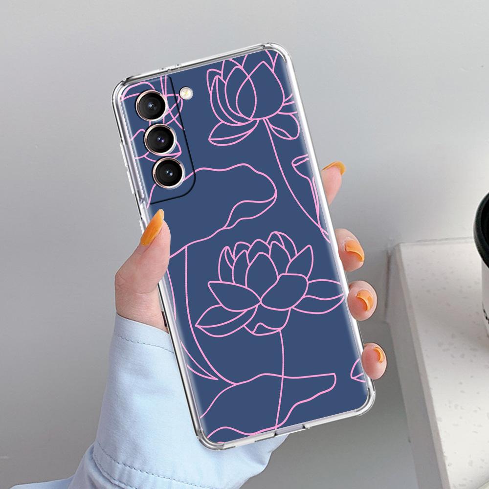 Чехол для телефона Samsung Galaxy S26 S25 S24 S23 S22 Ultra S20 S21 FE 5G Plus Мягкий прозрачный чехол с узором лотоса