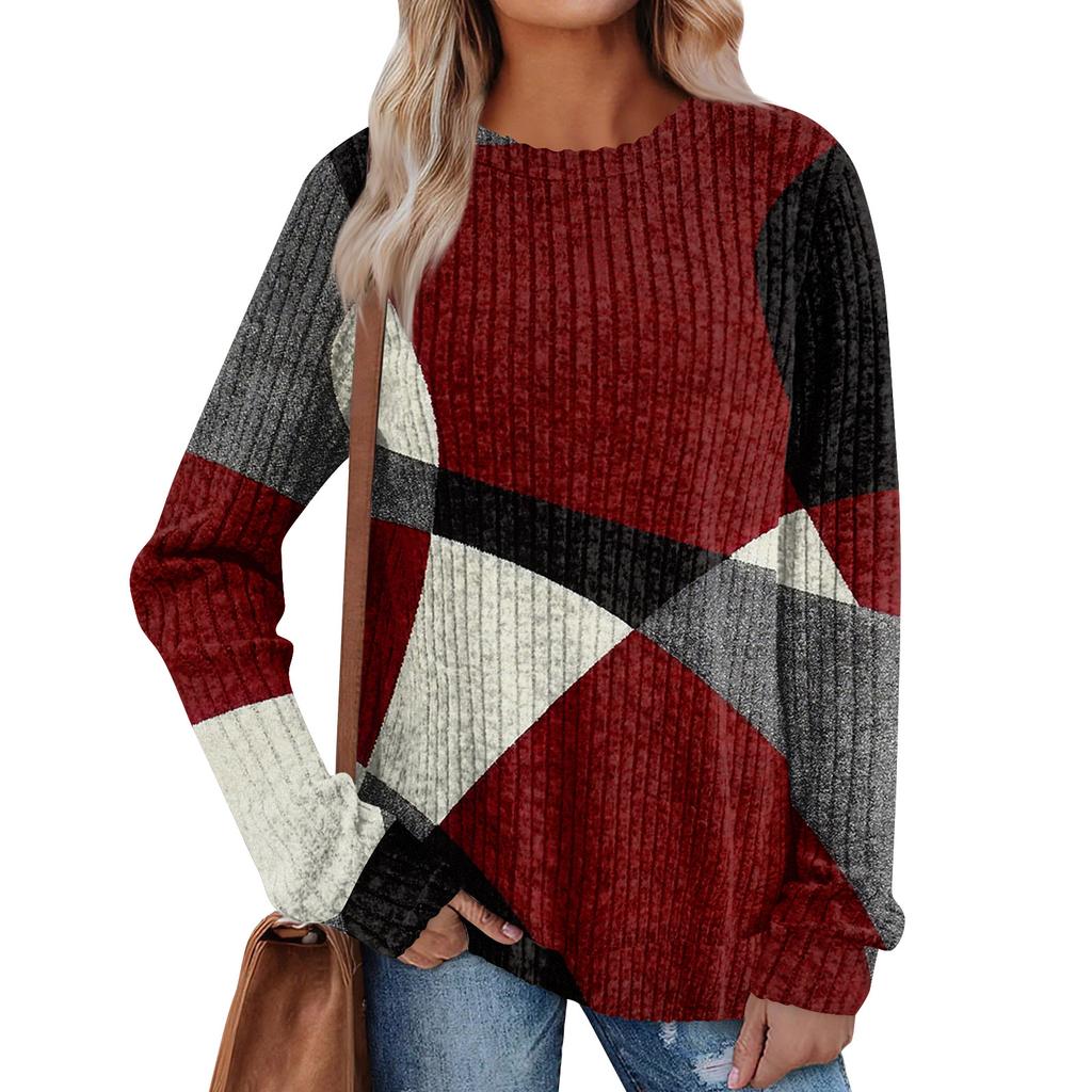 Женский принт Легкий Топ с круглым вырезом из матового хлопка