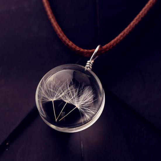Стильное стеклянное ожерелье из одуванчика, автомобильный шар, подвеска, подвесное украшение для интерьера