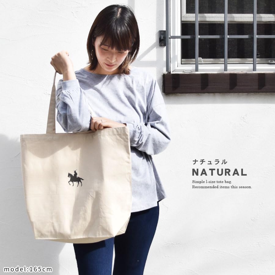 Сумка-тоут Domain Equestrian Masamune с крупным принтом, размер L, холст, большая вместимость, легкий хлопок 00778L [Сендай "Статуя Масамунэ"] для женщин и мужчин