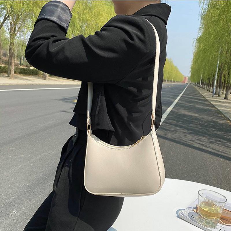 New Women's Fashion Handbags Retro Solid Color PU Leather Shoulder Underarm Bag Casual Women Handbags Trend