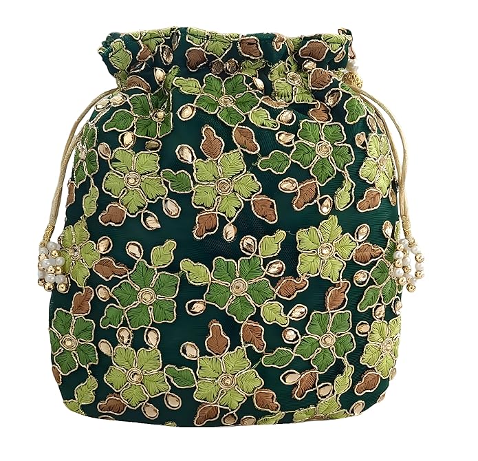 Designer Polti Bag Pearl Handle and Tassel Ethnic Purse Women’s/Girls's Handbag for Party, Casual, Bridal