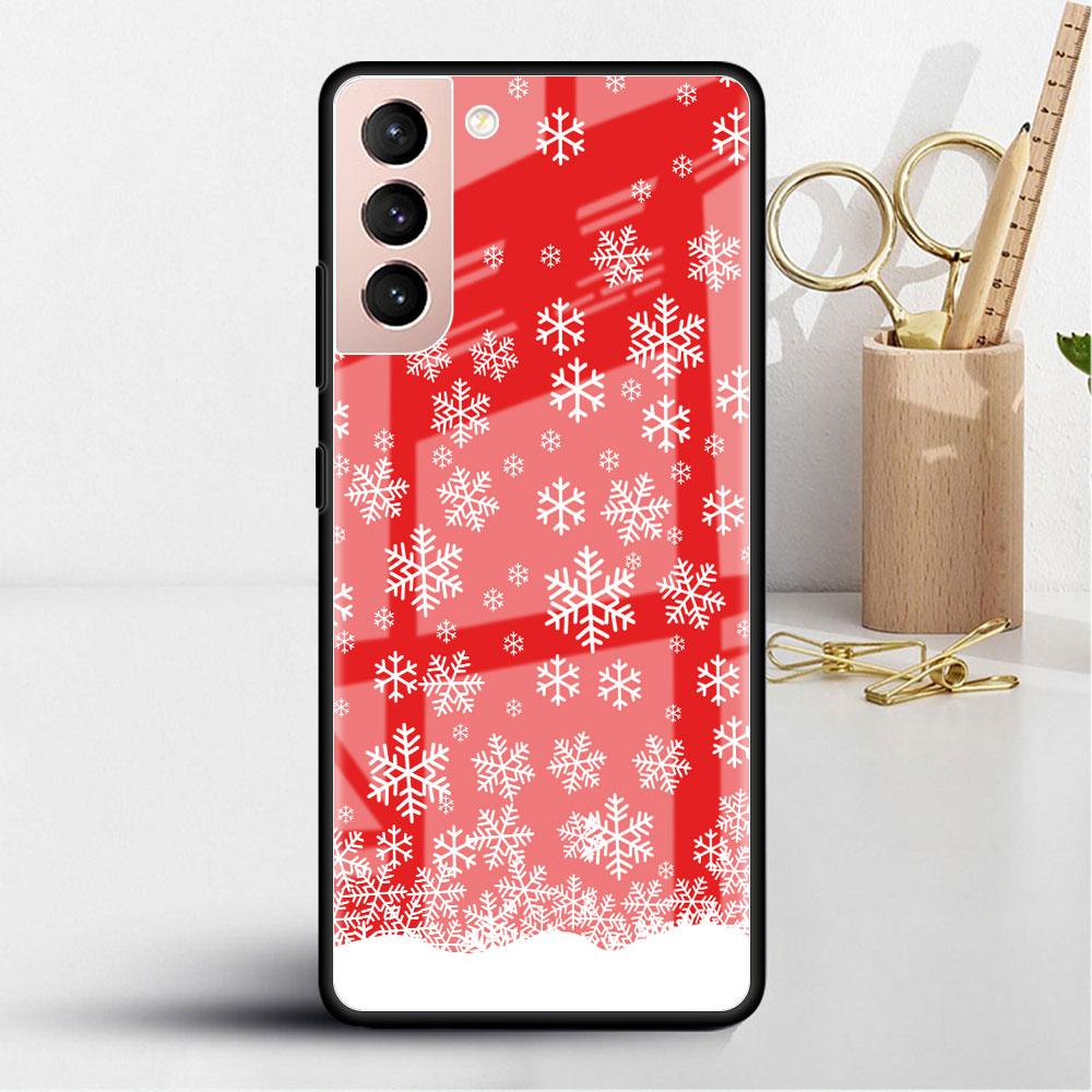 Рождественский мультяшный снеговик стеклянный чехол для Samsung Galaxy S22 S20 FE S21 Plus чехол для телефона S10 5G S9 Note 20 Ultra 10 Lite оболочка